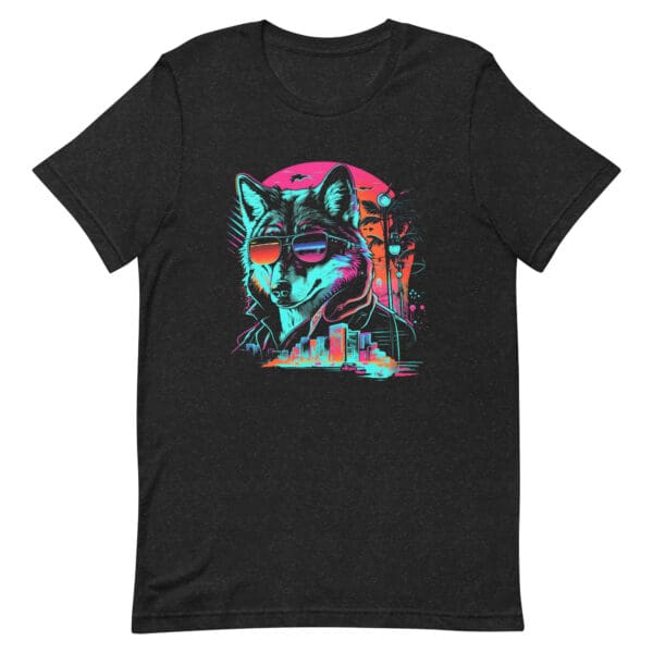 Synthwave Wolf Men's Premium T-Shirt - Image 2