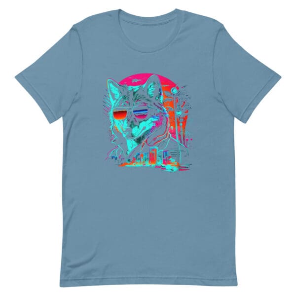Synthwave Wolf Men's Premium T-Shirt - Image 6