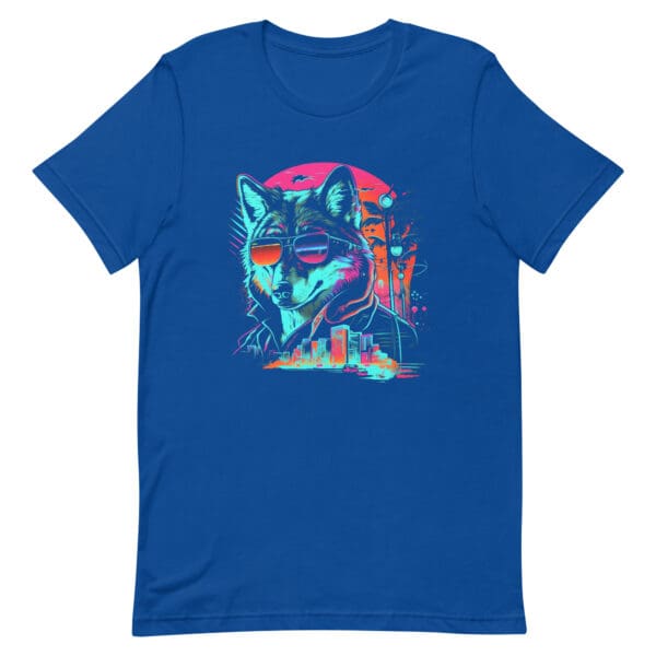 Synthwave Wolf Men's Premium T-Shirt - Image 4