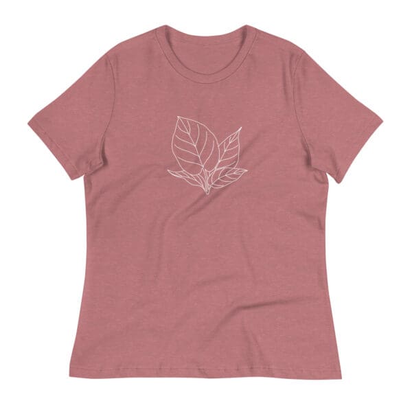 Hand Drawn Tropical Leaf Women's Neutral Relaxed T-Shirt - Image 4