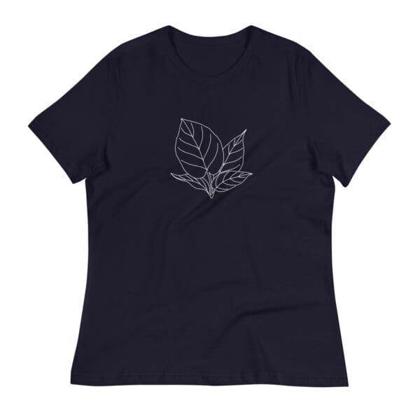 Hand Drawn Tropical Leaf Women's Neutral Relaxed T-Shirt - Image 2