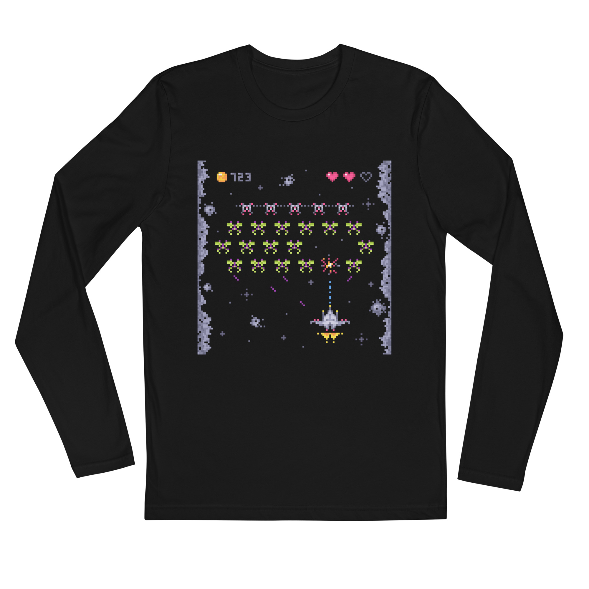 Space Invaders 80's Gaming Long Sleeve Fitted Crew